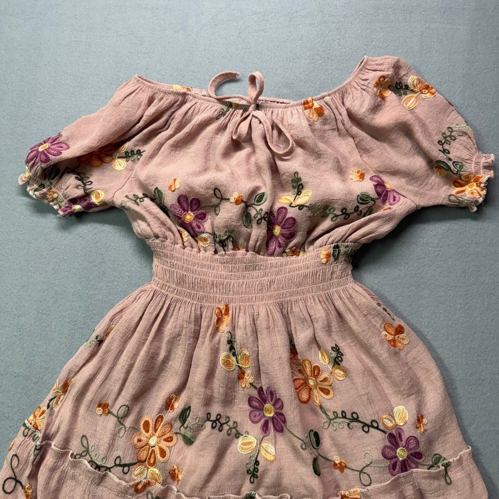 Anthropology Kindred Petite Floral Embroidered Tiered maxi dressBoho VTG Cottage - Picture 9 of 10